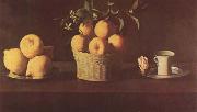 Francisco de Zurbaran Still Life with Lemons,Oranges and Rose (mk08) oil on canvas